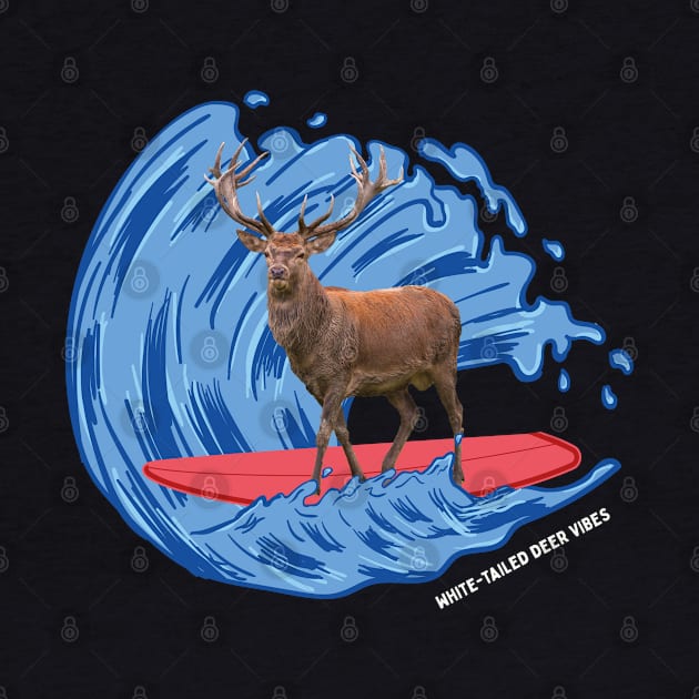 White-tailed Deer Beach Summer Vacation Surfing by Msafi